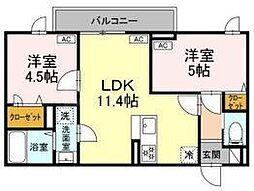 セレスティア栗原 3階2LDKの間取り