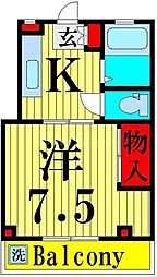 第一ジュネス倉田 3階1Kの間取り