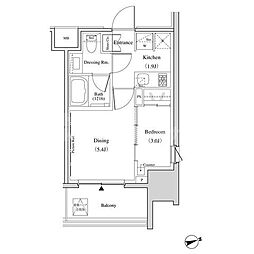 ザ・パークハビオ北千住 9階2Kの間取り