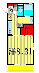 コンフォール高砂 2階1Kの間取り