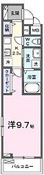 フルール　ベール 3階1Kの間取り