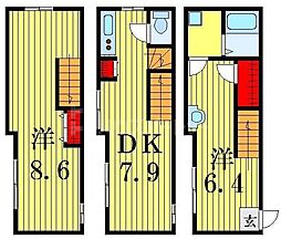Ｇａｒｄｅｎ　Ｃｏｕｒｔ四つ木 1階2DKの間取り