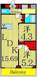 SPコート保塚町 1階2LDKの間取り