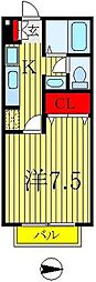 グレイスコート 1階1Kの間取り