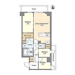 コンフォリア竹ノ塚イースト 8階3LDKの間取り