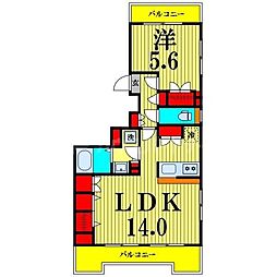エスポワール日暮里 1LDKの間取図画像