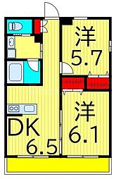 アステリア 2DKの間取図画像
