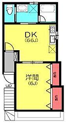 フラワーハイツラン 1DKの間取図画像