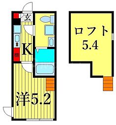 ハーモニーテラス金町2 1Kの間取図画像