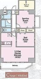 プレド・ラガール 1SLDKの間取図画像