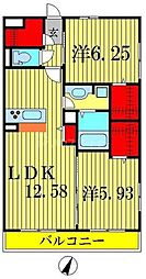 ボヌールメゾン 2LDKの間取図画像