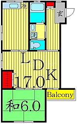 相原マンション 1LDKの間取図画像