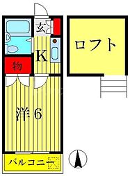パレノーブル高砂 1Kの間取図画像