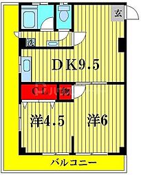 ロイヤルマンション 2DKの間取図画像