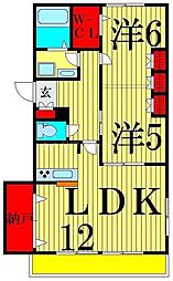 コスモ 2LDKの間取図画像