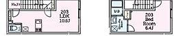 Reberty竹ノ塚 1LDKの間取図画像