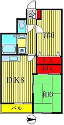 リーブル東和 2DKの間取図画像