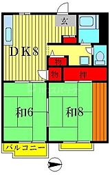 ドエル立石 2DKの間取図画像
