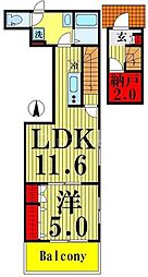 メゾン・晴れ 1LDKの間取図画像