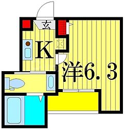 ヴァン・フローラ 1Kの間取図画像