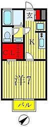 エルボヌール 1Kの間取図画像