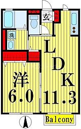 コージィコート 1LDKの間取図画像