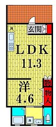 さくら弐番館 1LDKの間取図画像
