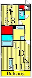 シャローム3 1LDKの間取図画像