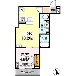 セレスティア皿沼 1LDKの間取図画像