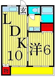 光マンション 1LDKの間取図画像