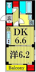 ビューノ亀有 1DKの間取図画像