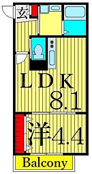 サングレイス3 1LDKの間取図画像