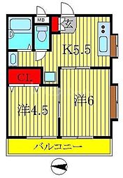 リエス水元 2Kの間取図画像