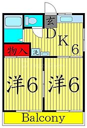 友ハイム 2DKの間取図画像