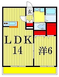 ラ・ソレイユ 1LDKの間取図画像