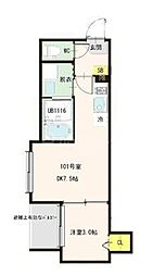 ハーモニーテラス堀切VII 1DKの間取図画像
