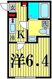 FUUWA綾瀬 1Kの間取図画像