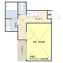 ハッピータウン 1Kの間取図画像