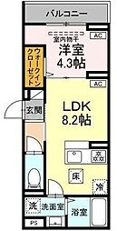 セレスティア亀有 1LDKの間取図画像