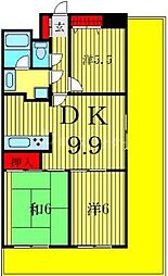 ステーションハイツ高砂 3DKの間取図画像