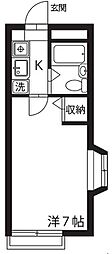 メゾンフルールC 1Kの間取図画像