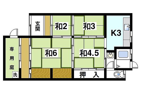 下村貸家 ｜奈良県奈良市西新在家号所町(賃貸テラスハウス4K・1階・47.98㎡)の写真 その2