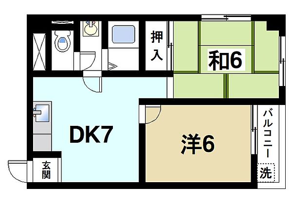 奈良県奈良市北之庄西町1丁目(賃貸マンション2DK・2階・43.74㎡)の写真 その2