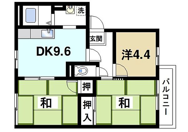 画像2:落ち着いた和室が2部屋もある3DKです