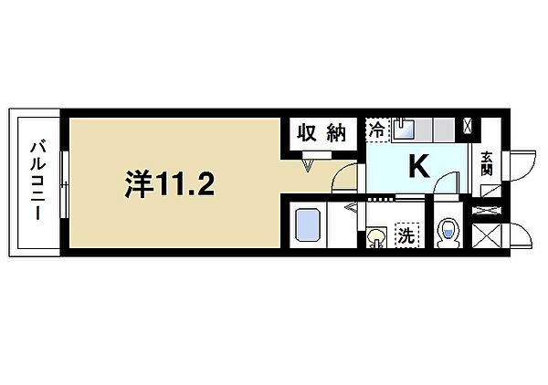 奈良県生駒市俵口町(賃貸マンション1K・6階・32.82㎡)の写真 その2