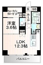 アクサスレジデンス目黒東 1LDKの間取図画像