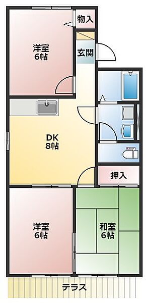 ニューオーティス B206｜和歌山県海南市大野中(賃貸アパート3DK・2階・55.29㎡)の写真 その2