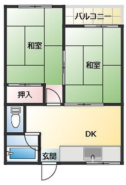 メゾンタカダ D｜和歌山県海南市野上中(賃貸マンション2DK・1階・42.15㎡)の写真 その4