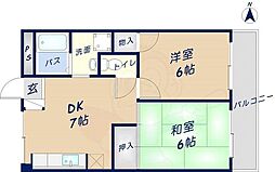 同仁マンション 2DKの間取図画像