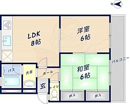 サニーコート1 2LDKの間取図画像